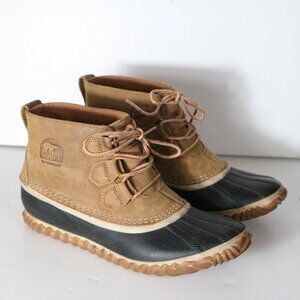 Sorel Out N About Ankle Boot Womens 8 Brown Leather Lace Up Waterproof Snow